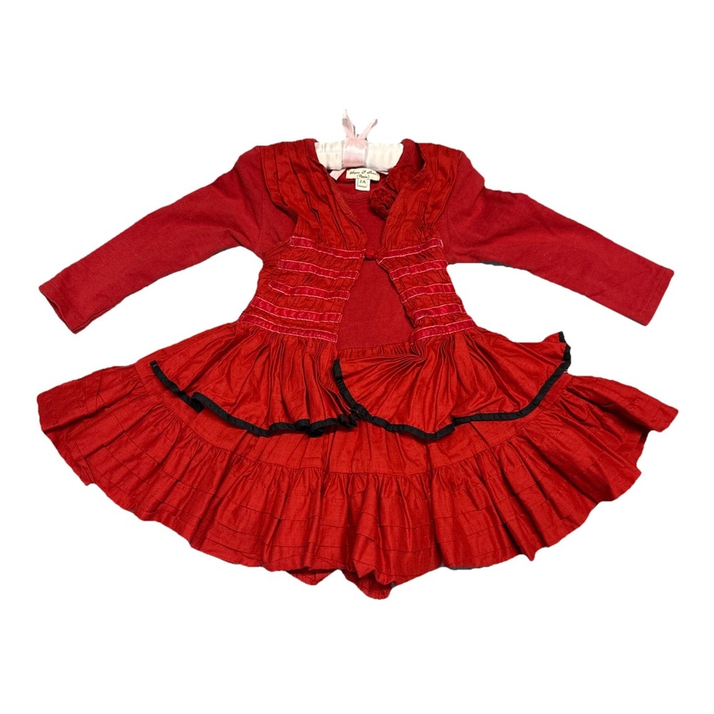 Elaine et Lena Toddler 2T Girls Flowy Ruffle Cotton Dress Boutique Holidays